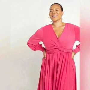 ELOQUII Knot Front Pleated Skirt dress